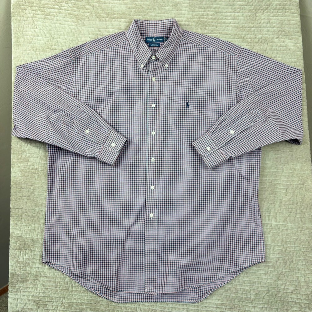 Ralph Lauren Blake XL Plaid Button Down Shirt Red Blue White Cotton Long Slv